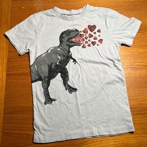 Tucker + Tate Kids Valentines Dinosaur Hearts Short Sleee Tee Grey 7